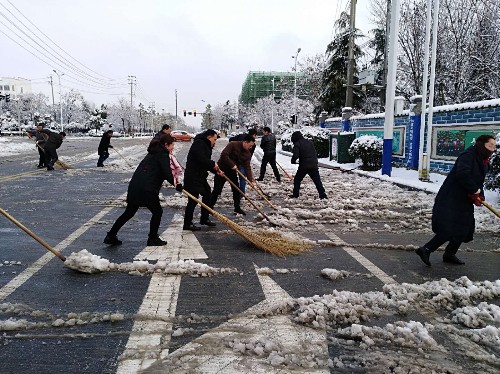 泗陽(yáng)中專高質(zhì)量完成路面積雪清掃任務(wù)