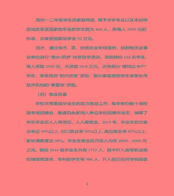 江蘇省宿豫中專專業(yè)學(xué)校質(zhì)量年度報告（2019年）
