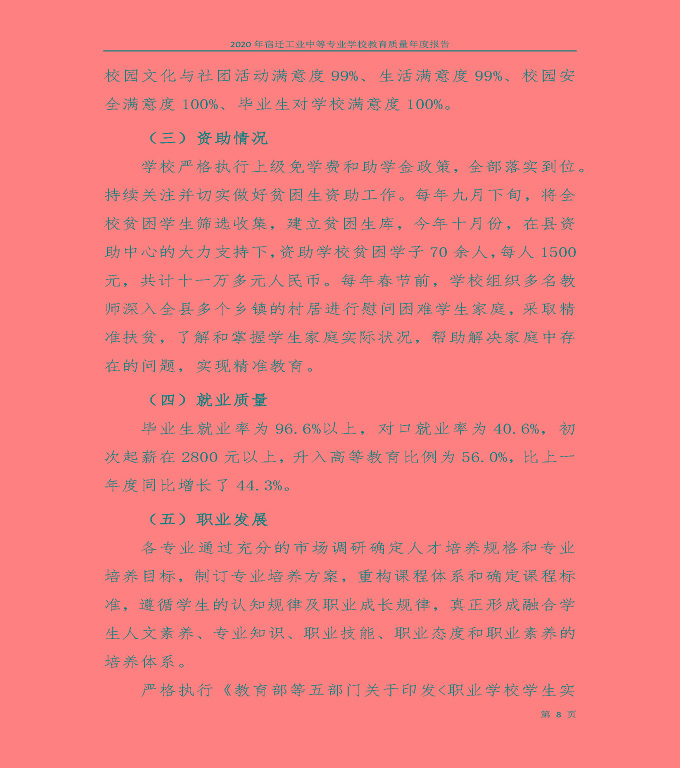 宿遷工業(yè)中等專業(yè)學(xué)校中等職業(yè)教育質(zhì)量年度報(bào)告（2020）