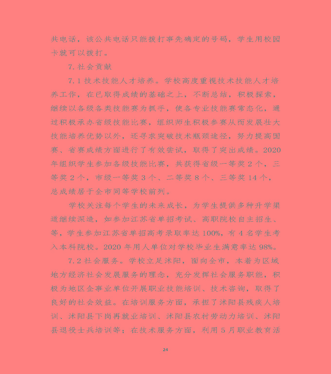 江蘇省沭陽中等專業(yè)學(xué)校中等職業(yè)教育質(zhì)量年度報(bào)告（2020）