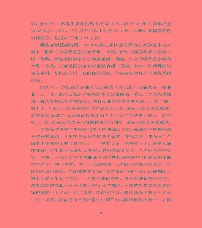 宿遷高等師范學(xué)校中等職業(yè)教育質(zhì)量年度報(bào)告（2020）