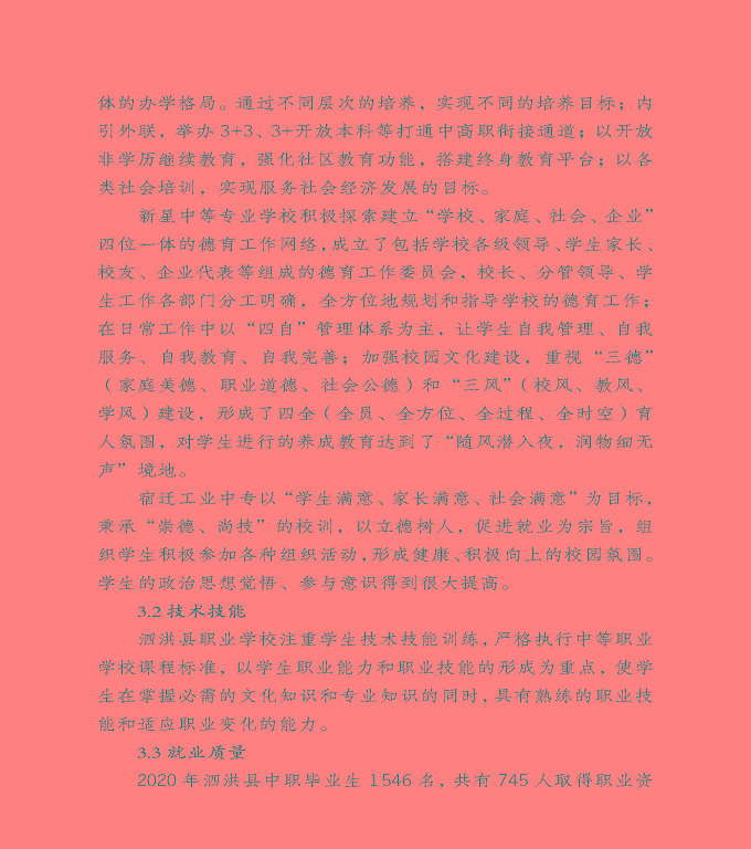 宿遷市泗洪縣中等職業(yè)教育質(zhì)量年度報(bào)告（2020）
