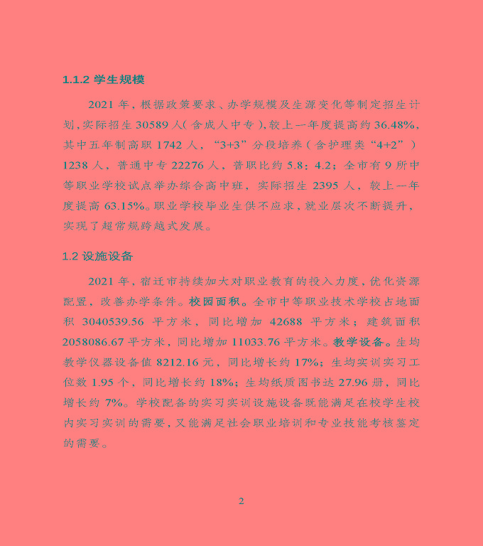 宿遷市中等職業(yè)教育質(zhì)量年度報(bào)告》（2022年）