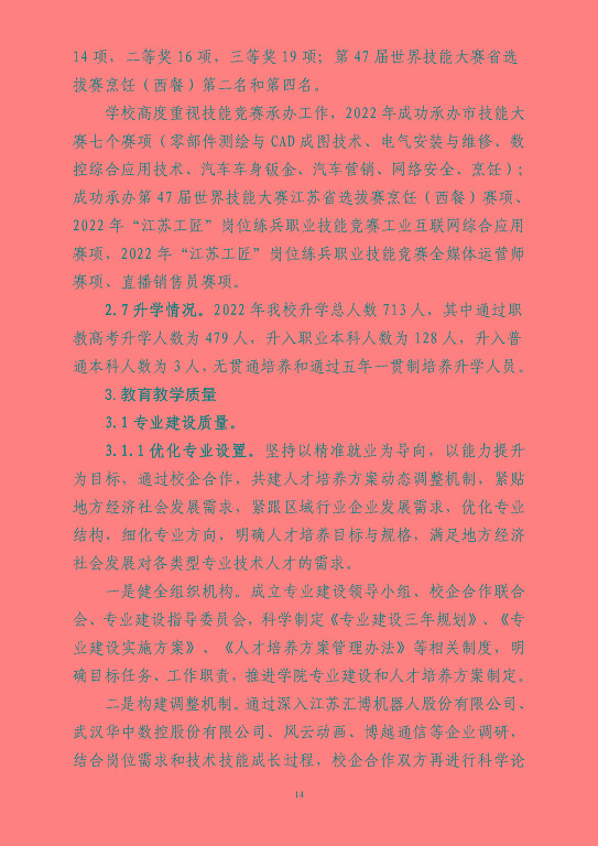 江蘇省宿豫等專業(yè)學校中等職業(yè)教育質(zhì)量年度報告（2023）