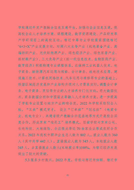 江蘇省宿遷中等職業(yè)學(xué)校中等職業(yè)教育質(zhì)量年度報告(2023)