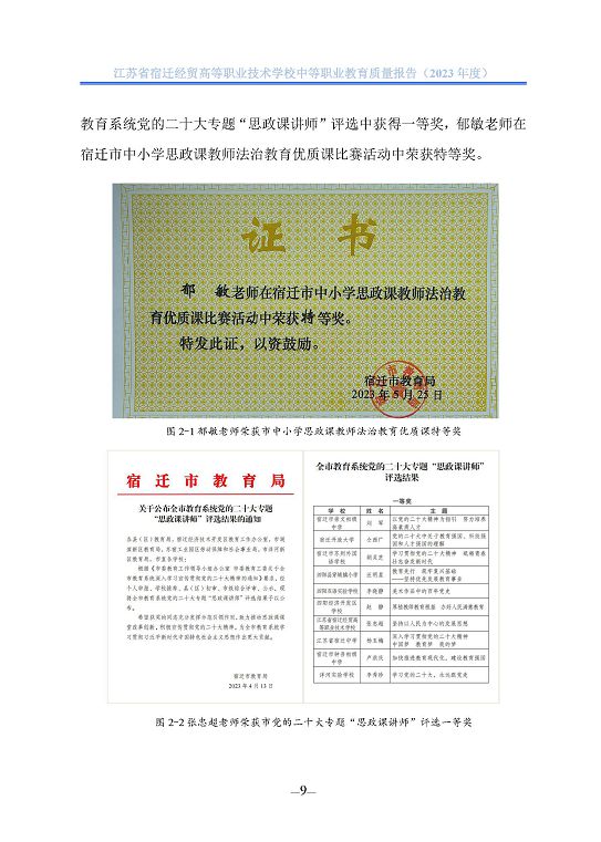 江蘇省宿遷經(jīng)貿(mào)高等職業(yè)技術學校質(zhì)量年報（2023年度）