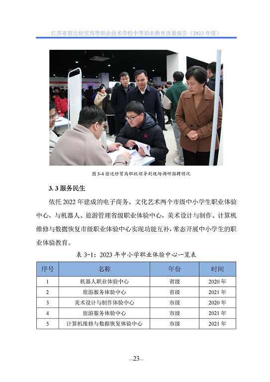 江蘇省宿遷經(jīng)貿(mào)高等職業(yè)技術學校質(zhì)量年報（2023年度）