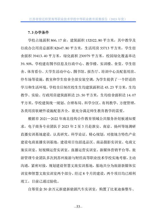 江蘇省宿遷經(jīng)貿(mào)高等職業(yè)技術學校質(zhì)量年報（2023年度）