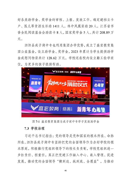 泗陽縣成子湖中等專業(yè)學(xué)校質(zhì)量報(bào)告(2023年度)