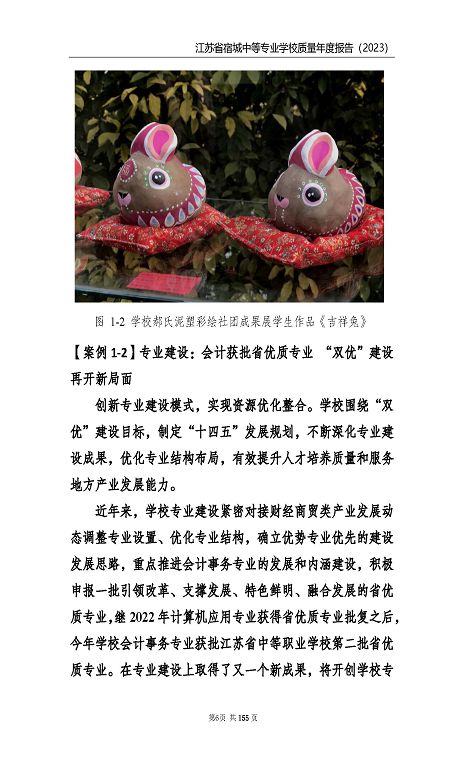 江蘇省宿城中等專(zhuān)業(yè)學(xué)校質(zhì)量報(bào)告（2023 年度）