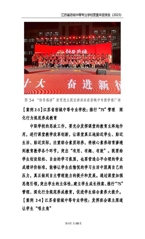 江蘇省宿城中等專(zhuān)業(yè)學(xué)校質(zhì)量報(bào)告（2023 年度）