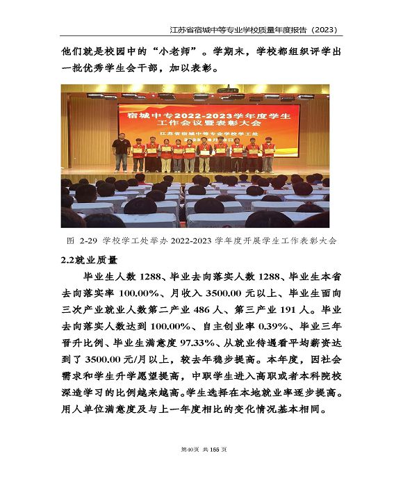 江蘇省宿城中等專(zhuān)業(yè)學(xué)校質(zhì)量報(bào)告（2023 年度）