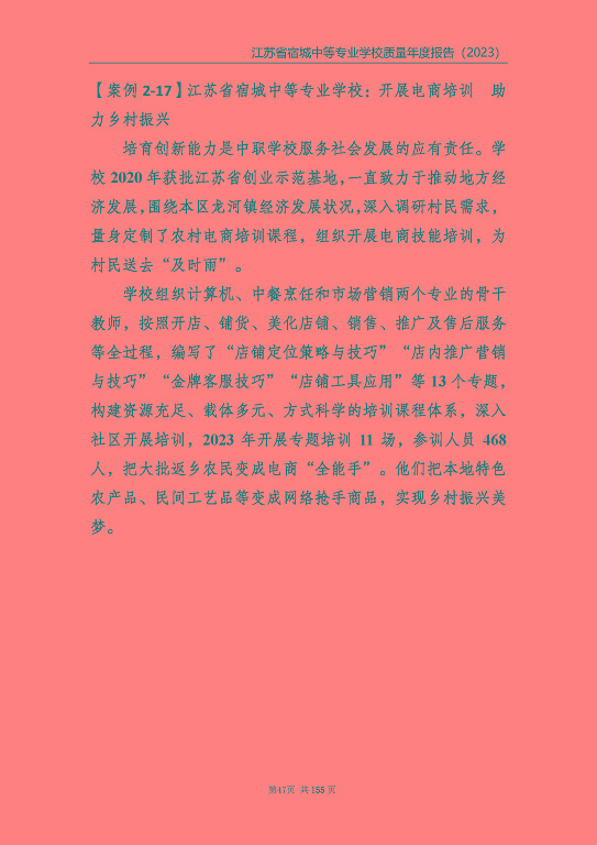 江蘇省宿城中等專(zhuān)業(yè)學(xué)校質(zhì)量報(bào)告（2023 年度）