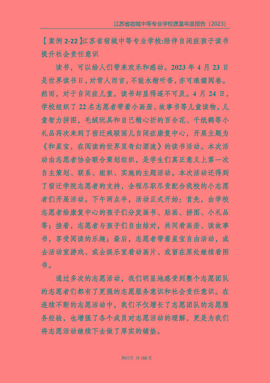 江蘇省宿城中等專(zhuān)業(yè)學(xué)校質(zhì)量報(bào)告（2023 年度）
