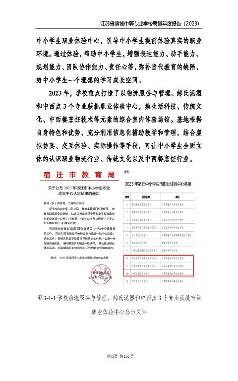 江蘇省宿城中等專(zhuān)業(yè)學(xué)校質(zhì)量報(bào)告（2023 年度）