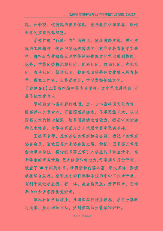 江蘇省宿城中等專(zhuān)業(yè)學(xué)校質(zhì)量報(bào)告（2023 年度）