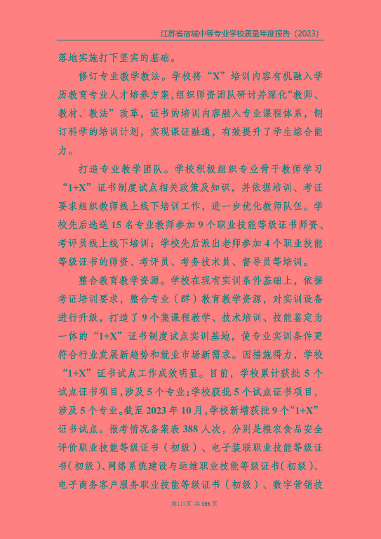 江蘇省宿城中等專(zhuān)業(yè)學(xué)校質(zhì)量報(bào)告（2023 年度）
