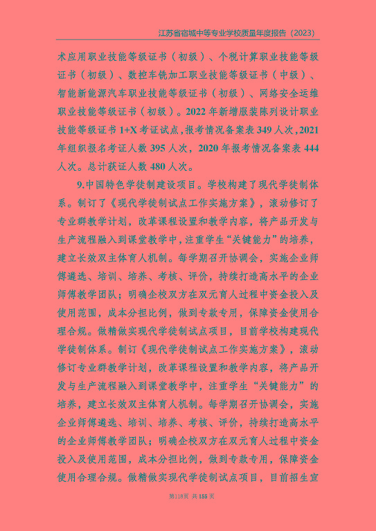 江蘇省宿城中等專(zhuān)業(yè)學(xué)校質(zhì)量報(bào)告（2023 年度）
