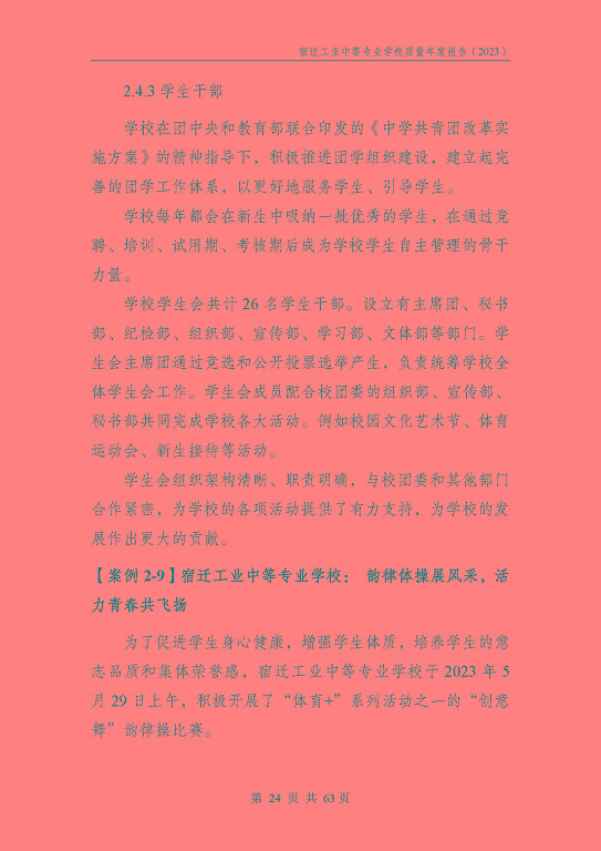 宿遷工業(yè)中等專(zhuān)業(yè)學(xué)校質(zhì)量報(bào)告（2023年度）