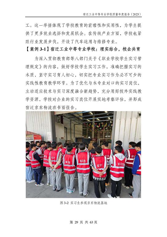 宿遷工業(yè)中等專(zhuān)業(yè)學(xué)校質(zhì)量報(bào)告（2023年度）