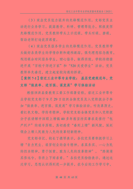 宿遷工業(yè)中等專(zhuān)業(yè)學(xué)校質(zhì)量報(bào)告（2023年度）
