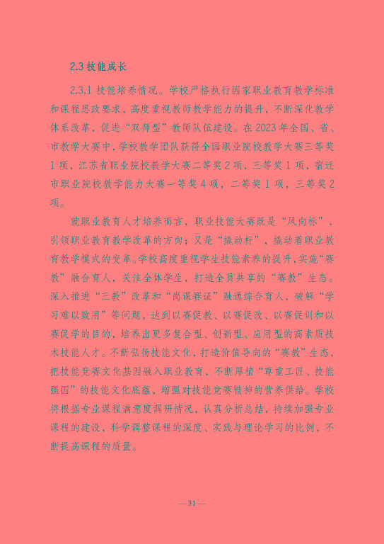 江蘇省宿遷衛(wèi)生中等專業(yè)學(xué)校質(zhì)量報告（2023年度）