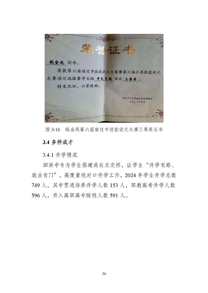 江蘇省泗洪中等專業(yè)學(xué)校質(zhì)量報(bào)告（2024年度）