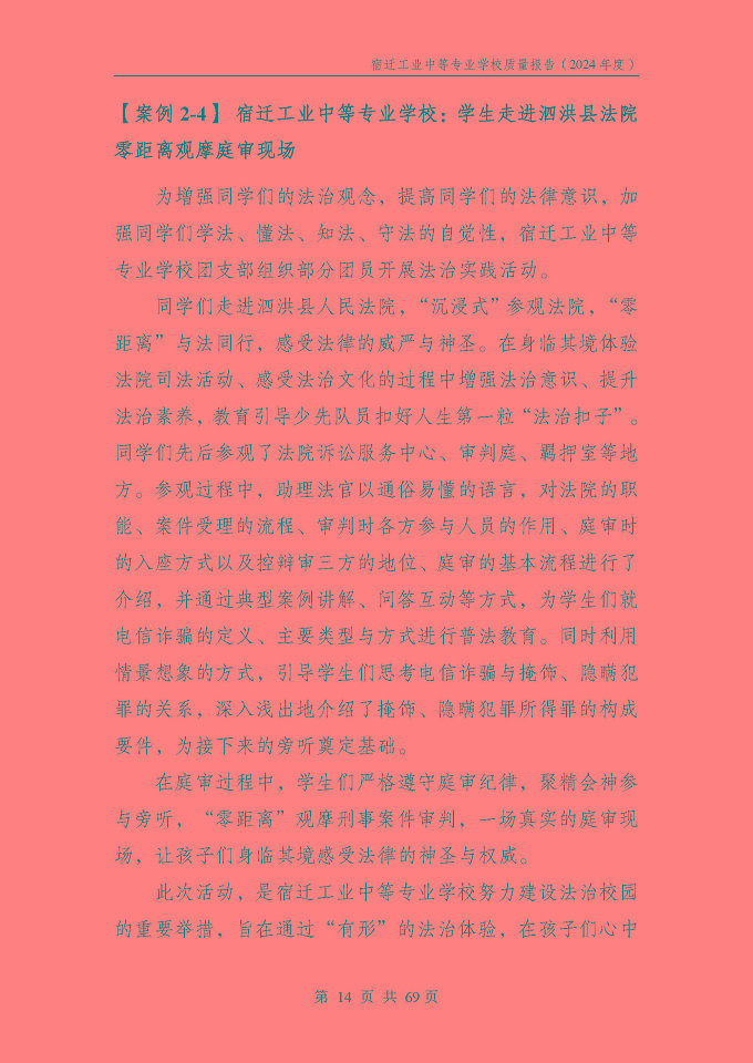 宿遷工業(yè)中等專(zhuān)業(yè)學(xué)校質(zhì)量報(bào)告（2024年度）