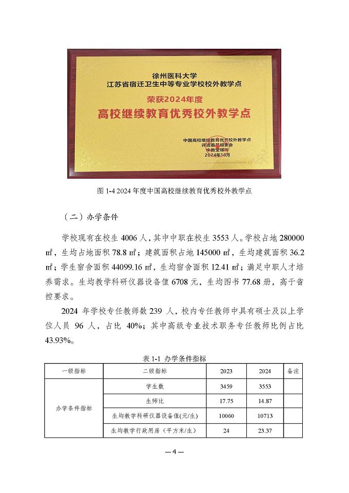 江蘇省宿遷衛(wèi)生中等專業(yè)學(xué)校質(zhì)量報(bào)告（2024年度）