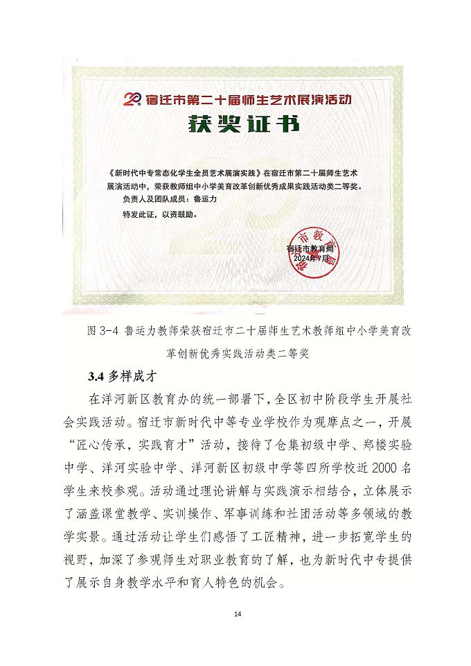 宿遷市新時(shí)代中等專業(yè)學(xué)校質(zhì)量報(bào)告（2024年度）