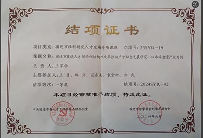一等獎：宿遷經(jīng)貿(mào)高職社科成果順利結(jié)項(xiàng)