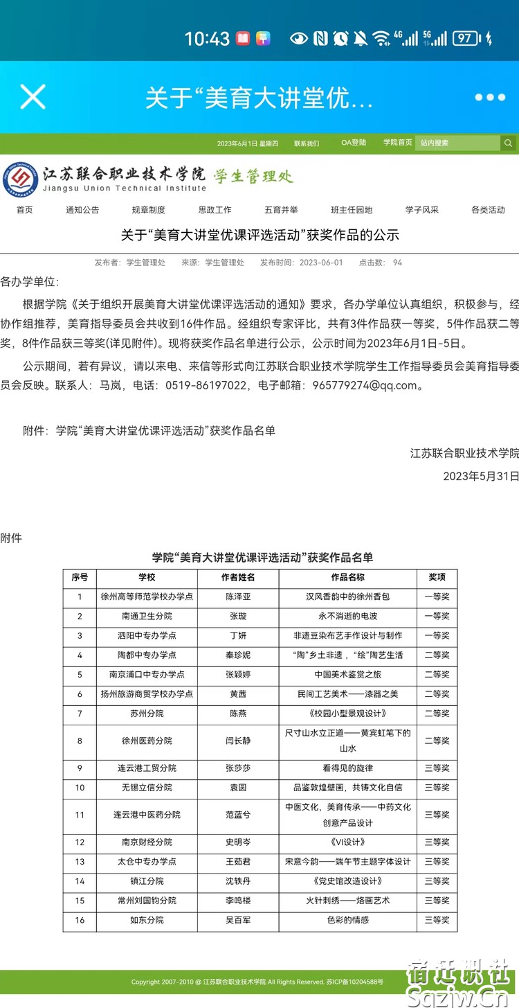 喜報(bào)！江蘇聯(lián)院泗陽(yáng)中專辦學(xué)點(diǎn)獲省美育大課堂優(yōu)課比賽一等獎(jiǎng)！